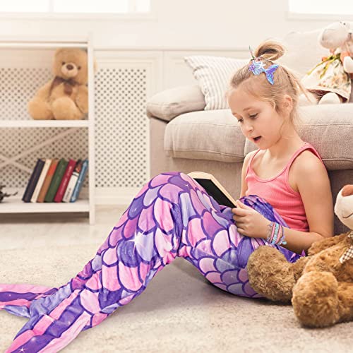 WERNNSAI Mermaid Tail Blanket Wearable Mermaid Soft Blanket with