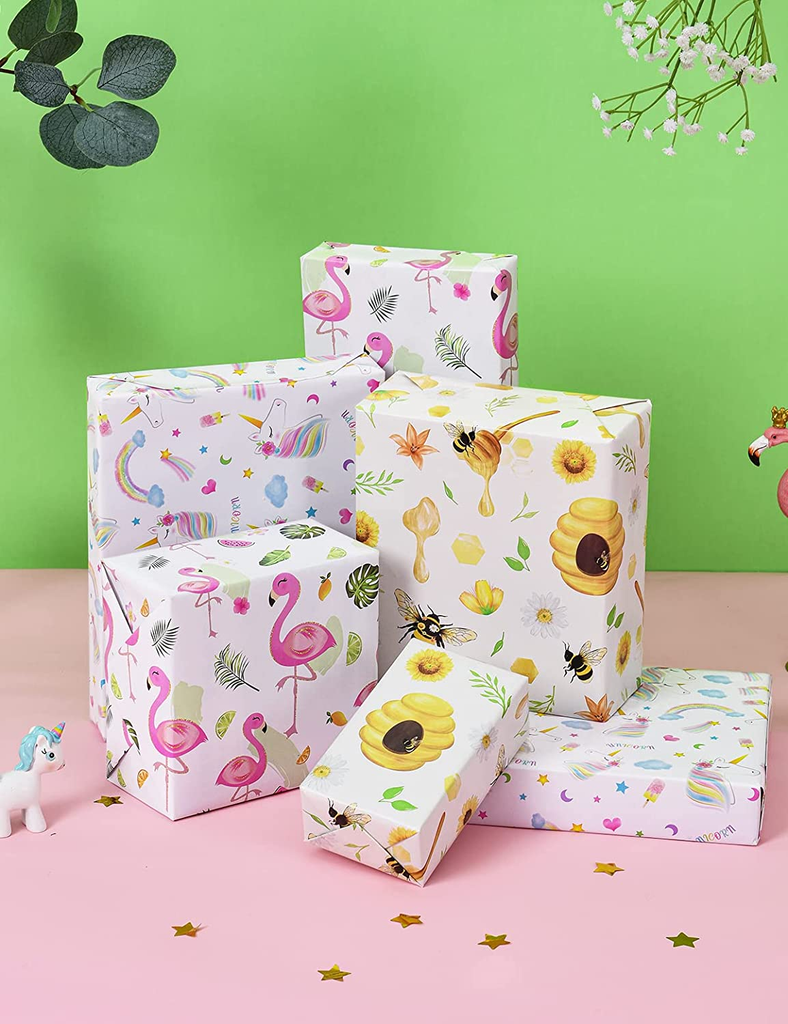 Unicorn Wrapping Paper - 10 Sheet 20'' x 27'' Unicorn Gift Wrapping Paper  Girls Birthday Wrapping Paper Pink Wrapping Paper Child Gift Wrap Paper
