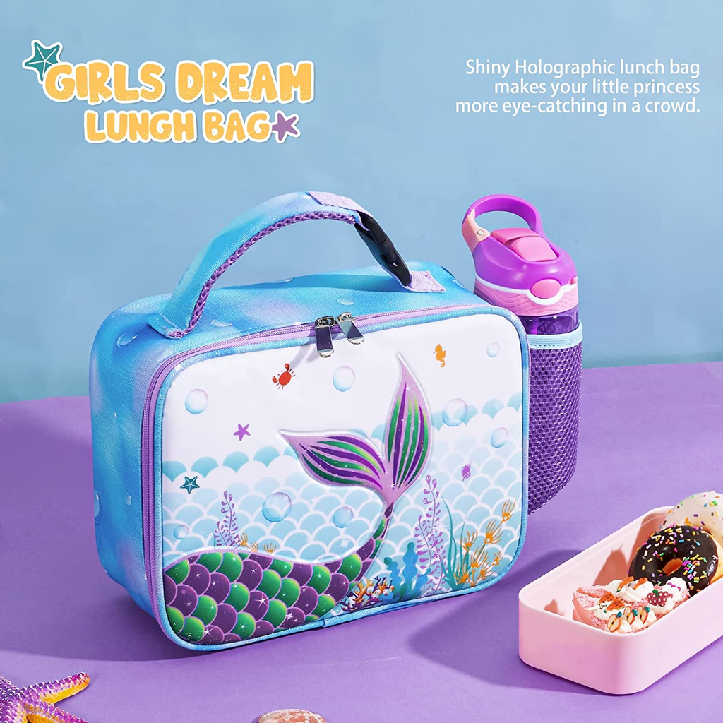  WERNNSAI Mermaid Lunch Box - Insulated Sequins Lunch