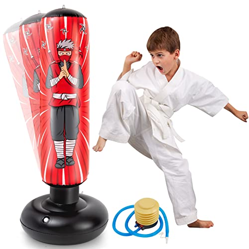 Inflatable Punching Bag for Kids - Gift for Boys and Girls Age 3 - 8. Kids  Bop Bag 48 Inches with Bounce-Back Action for Practicing Karate,  Taekwondo,and to Relieve Pent Up Energy in Children