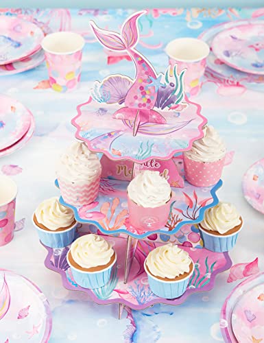 Mermaid Cupcake Stand - Watercolor Mermaid Party Decorations for Girls –  WERNNSAI