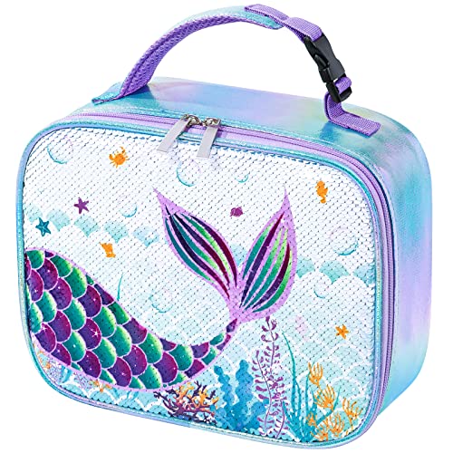  WERNNSAI Mermaid Lunch Box - Insulated Sequins Lunch