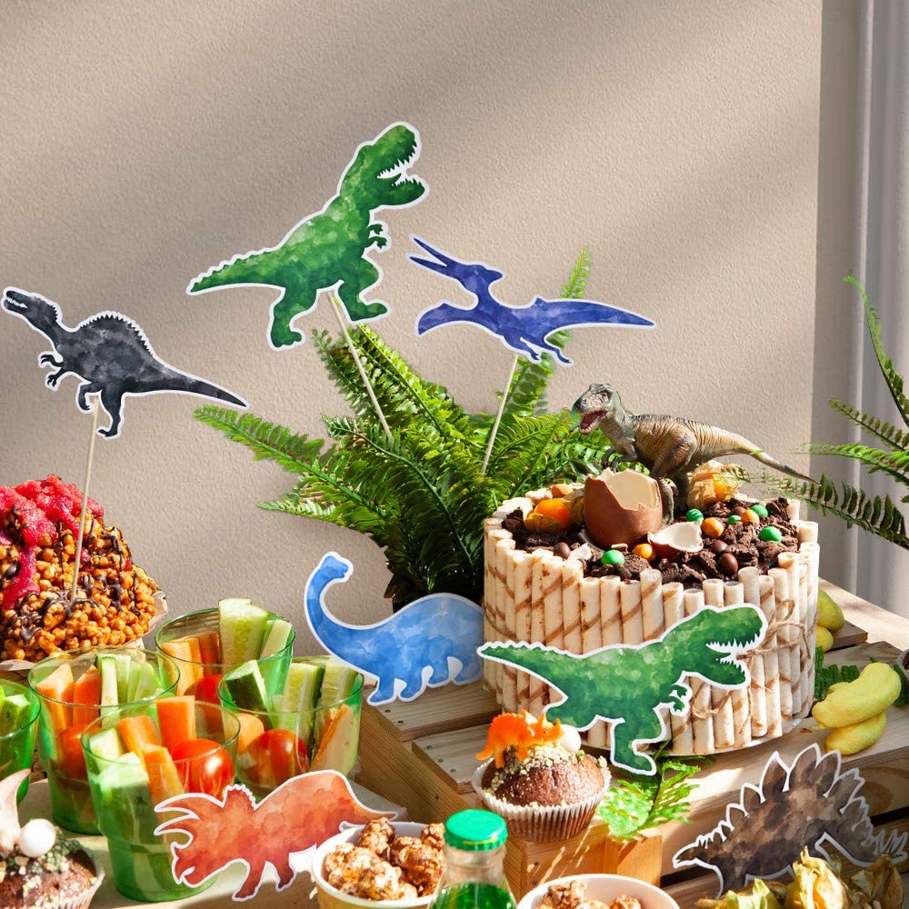 WERNNSAI Watercolor Dinosaur Party Decoration Set - 136PCS