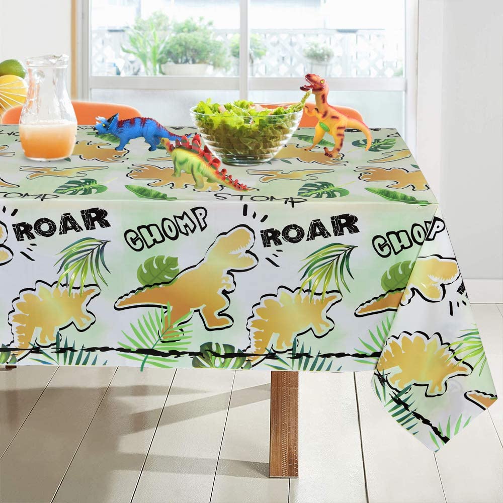 WERNNSAI Watercolor Dinosaur Party Tablecloth - 1 Pack 54'' x 108''  Dinosaur Party Supplies for Kids Boys Dino Theme Birthday Party Decor